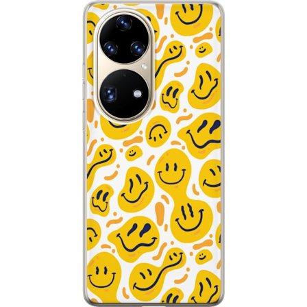 Yhteensopiva Puhelinkuori Huawei P50 Pro Leikkisä graafinen kuvio keltaisilla hymynaamoilla eri ilmeissä