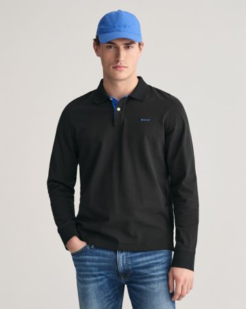 GANT Herren Kontrast Piqué Rugger (4XL) Schwarz Grau