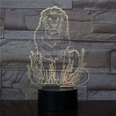 3D Illusions nattlampe skrivebordslampe 3D LED Løvemodell nattlampe USB 7 farger svart base bordlampe hjemmedekorasjon barn gutt bursdag dekor