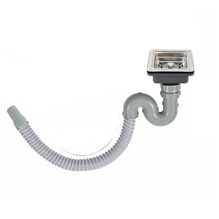 (4,5 cm) Firkantet vaskavløp i rustfritt stål, med vann