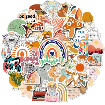 Boho-tyyliset luovat tarrat, 50 kpl setti, vedenkestävät ja UV-kestävät, täydelliset kaikille laitteillesi