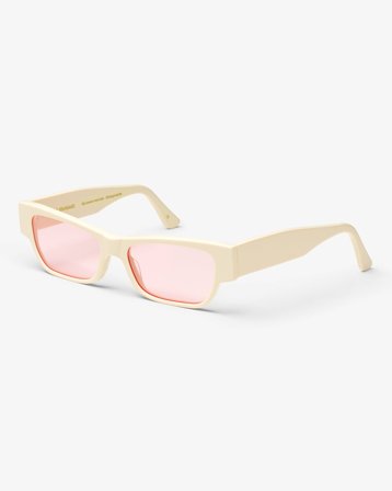 Sunglass 04 - Ivory White Solid - Light Pink - One Size