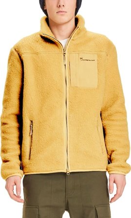 Knowledge Cotton Apparel Men's Elm Teddy Fleece Zip Sweat Men Mid layer tops Yellow XL