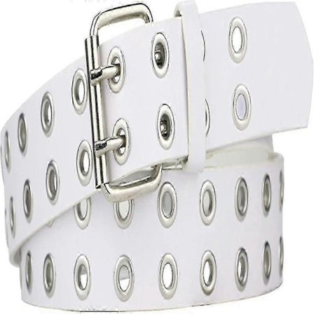 Sort læderbælte med huller og nitter til kvinder og mænd, stilfuldt øjendesign_Specielle gaver