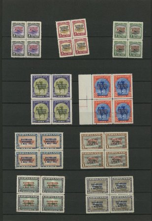 Grønland - AFA 17-25 i 4-blok på 1 indstikskort - Postfrisk