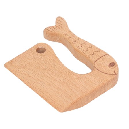 Trækniv til børn, sikker madlavning, grøntsagsskærer, frugtskærer, Montessori køkkenværktøj, legetøj, fiskemønster