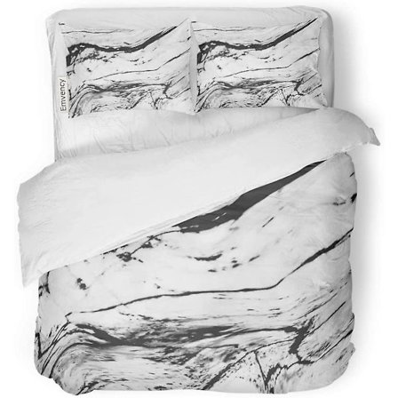 3-osainen sängynpeitesetti harmaa abstrakti musta valkoinen marmorikuvio aaltoileva kuvio voi iho seinä ylellisiä ideoita akvarelli antiikki 