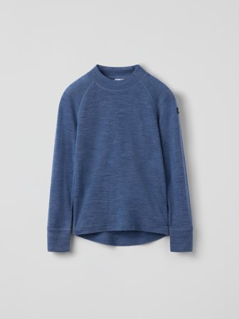 Langermet undertrøye merinoull - 122 - 128 - barneklær - blue - Polarn O. Pyret