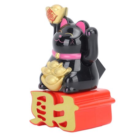 Lyckokattprydnad Vinkande Arm Locka Till Sig Rikedom Lyckokatt för Skrivbord Bil Kontor Butik Svart MLY23109