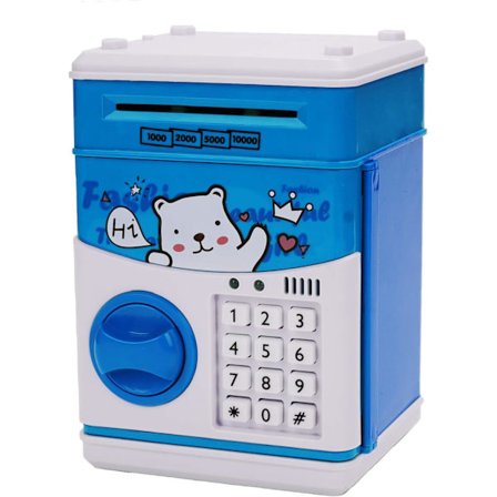 Sparegris, elektronisk minibank med passordlås, søte gaver til barn (liten isbjørn)