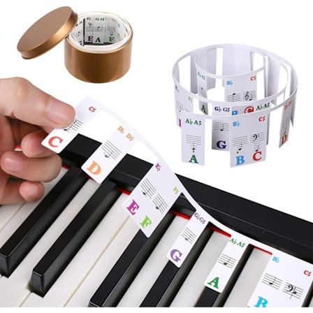 Irrotettavat pianonäppäintarra 88 näppäintä Täysikokoinen pianon nuottiopas Ei tarvitse liimata Värikäs Uudelleenkäytettävä