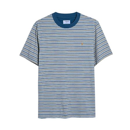 Farah Danny Randig Kortärmad T-shirt för Män 3XL Grå