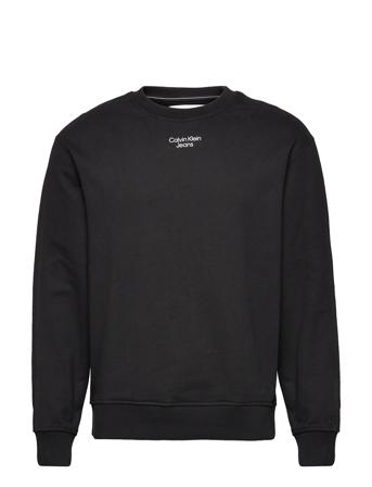 Stacked Logo Crew Neck Sweat-shirt Genser Svart Calvin Klein Jeans