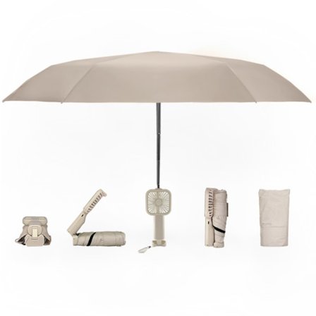 Parasol med Ventilator - Solbeskyttelse og UV-Beskyttelse Genopladelig til Varmebeskyttelse og Køling Sommer Strand Sport (2-pak)