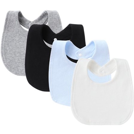 ING Savlesmække Pakke med 4 18x12 cm med Trykknap Hagesmække Baby Savlesmække Bomuldshagesmække Vaskbare Unisex til Babyer under Amning Spisning og