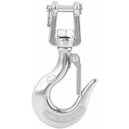 Hejs 304 rustfrit stål drejelig hejse industri krog med lås rigning tilbehør, (650kg, 1stk)