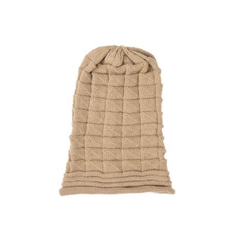 Plisserad, flänsad cap dam höst- och vinterskidåkning cap Stickad mössa för utomhusbruk Camel L(58-60cm)