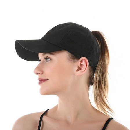 HH-Dame Baseballcaps med Hestehale, Kryssede Stropper, Justerbar, Høy Mesh