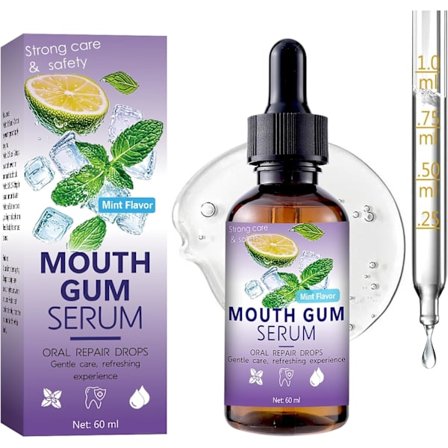 Gum Restore Drops - 60ML Gummi Reparation til Tilbagetrækkende Gummer Behandling, Gummi Genopbygning Behandlingsdråber til Tør Mund, Pletfjerning & 