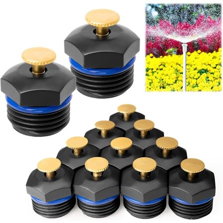 12-pack dimspridningsmunstycken, trädgårdsbevattningsspruta justerbar 360 ​​grader jordbruksgräsmunstycke universellt 