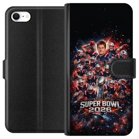 Yhteensopiva Lompakkokotelo Apple iPhone 6 Super Bowl 2026 juliste, jossa New England Patriots ja NFL-mestaruuspalkinto räjähtävän urheilullisessa