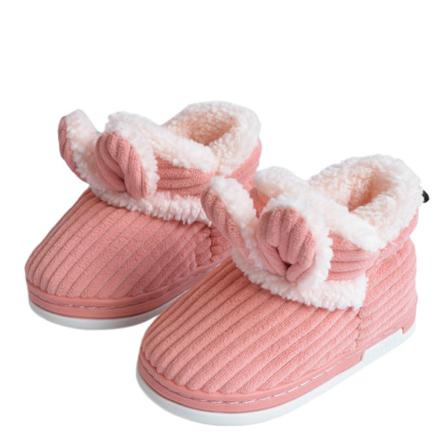 Tjej Söt Rund Tå Fleece Slipper Booties Platta Mysiga Varma Skor
