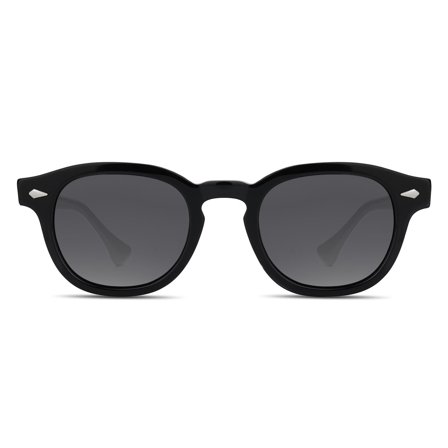 Czarne okrągłe okulary przeciwsłoneczne typu horn rimmed z polaryzacją dla mężczyzn - Okulary przeciwsłoneczne z polaryzacją