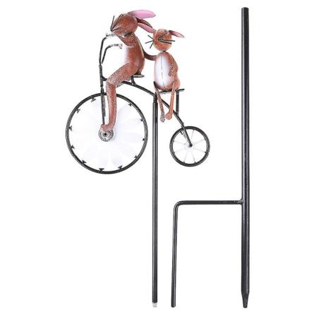 Metal Vind Spinner Dyr Kanin Cykel Motorcykel Vindmølle Pæl Statue Til Have Plæne Gård Udendørs Dekoration