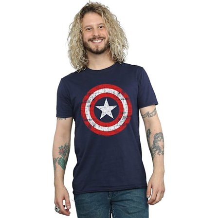 Marvel Men's Avengers Captain America Scratched Shield T-shirt Vuxen S-3xl Txu159