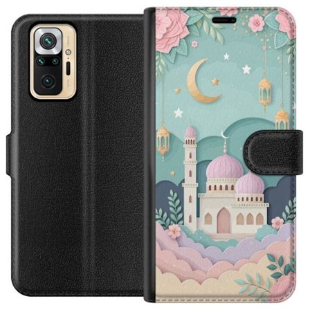 Kompatibelt Lommeboketui til Xiaomi Redmi Note 10 Pro Håndtegnet reiseinspirert mønster med verdenskart, fly, hjerter og vintage eventyrtema