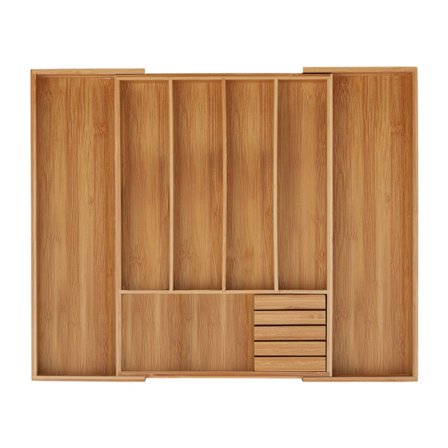 Ruokailuvälinelaatikko bambusta jatkettava