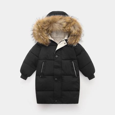 Girl Camouflage Hoodies Fuskpälskrage Mid Long Down Jackor
