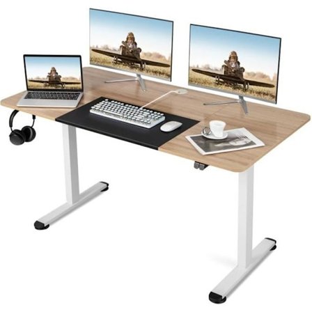 COSTWAY sähköinen istumapöytä, 140 x 70 x 72-116 cm, korkeussäädettävä pöytä, yksi luonnonvalomoottori