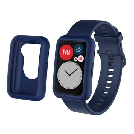 Huawei Watch Fit klockarmband och fodral i silikon - Marinblå