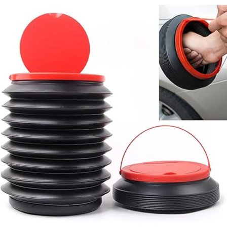 Lille skraldespand til bil med låg (sort rød), 4L plastik skraldespand til bil med låg, sammenklappelig skraldespand til bil, skraldestativ til bil, 