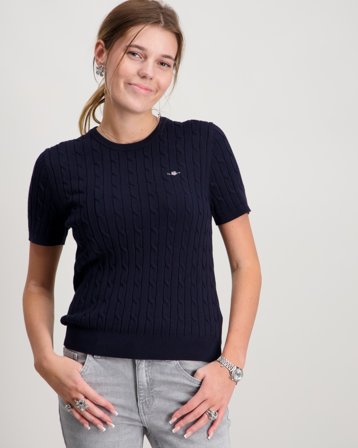 GANT STRETCH COTTON CABLE SS C-NECK Niebieski Swetry Dziewczyna - Kids Brand Store