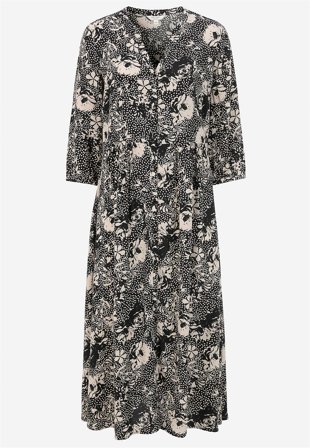 Cellbes of Sweden - Kjole i viskose med et blomstermønster i sort / beige / mønstret til damer i størrelse 38/40