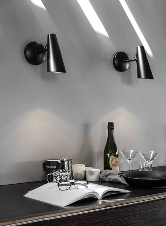 Birdy vegglampe kort - sort/sort