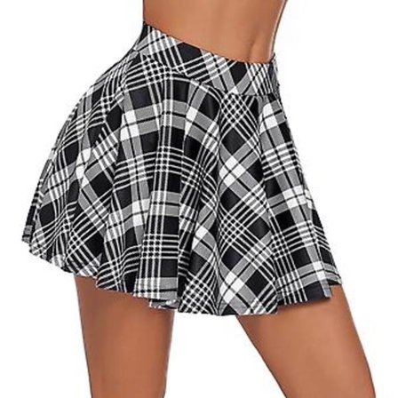 Plissert Mini Skjørt Rutete Skjørt Høy Midje A-linje Skaterskjørt For Undertøy Skolejente