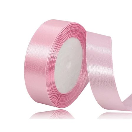 Pink Satinbånd 25mm x 22 Meter, Ensfarvet Stofbånd til Gaveindpakning, Håndværk, Balloner, Brudebuket, Bryllupsgave Dekoration