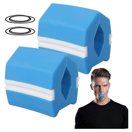 Kæbetræningsbold, Kæbetræningstræner, Fitness, Kæbe-tyggegummi, Kæbetræner, Træningsbold til dobbelthage (blå*2) blå