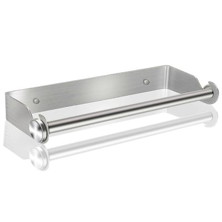 Selvklebende kjøkkenpapirholder, rullholder veggmontert, skap rullholder uten boring, hjem kjøkken bad (sølv)