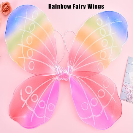 Elegant flicka Fairy Butterfly Wing Rainbow Barn Födelsedag Par