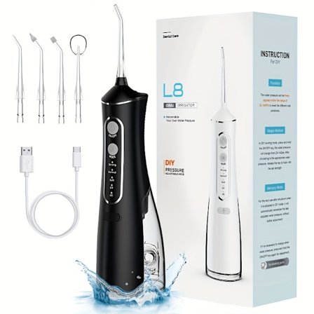 Trådløs vanntråd for tannrengjøring, oppladbar bærbar oral irrigator med IPX7