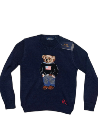 Mörkblå stickad tröja Polo Bear