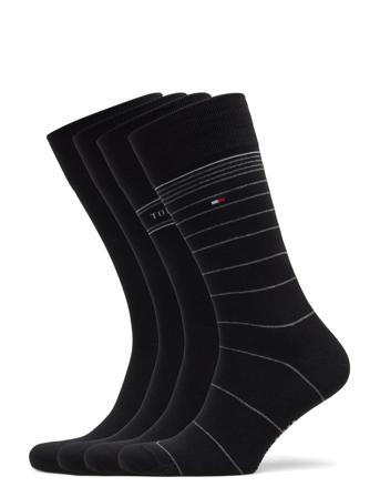 Th Men Sock 4P Tin Giftbox Underwear Socks Regular Socks Musta Tommy Hilfiger