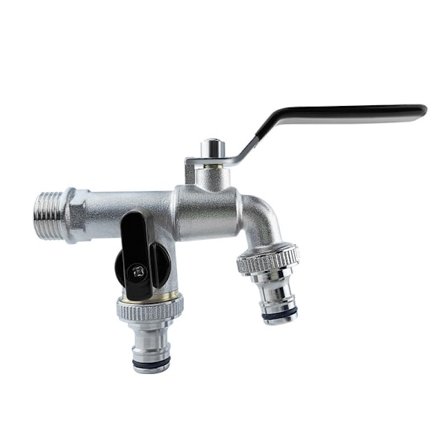 1/2 tomme dobbelt vandhane, havehane, dobbeltkobling og slangeende kompatibel have, husholdning og industri (sort)