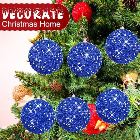 6 st Navy Blå Julgranspynt, Okrossbart Julgranskulor Dekoration Hängande Julgranspynt Sortiment Set