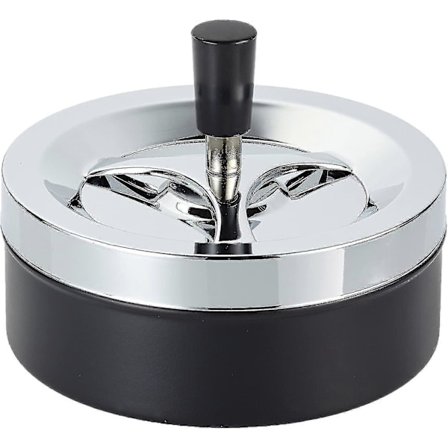 Stor askkopp ca 9,5 cm diameter metall / krom / svart