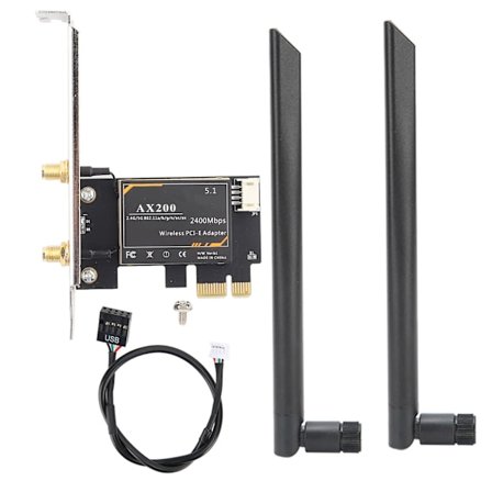 For Intel AX200 5G WiFi-kort Dobbelt bånd Bluetooth 5.1 PCIE trådløst kort med antenne for Windows 10 64bit/ for Linux PC Desktop